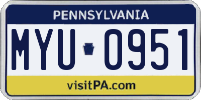 PA license plate MYU0951