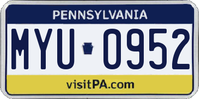 PA license plate MYU0952