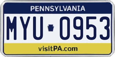 PA license plate MYU0953