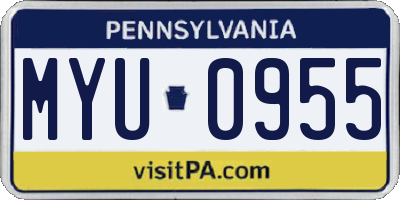 PA license plate MYU0955