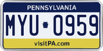 PA license plate MYU0959