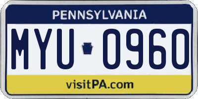 PA license plate MYU0960