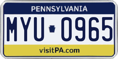 PA license plate MYU0965