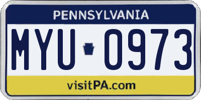 PA license plate MYU0973