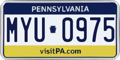 PA license plate MYU0975
