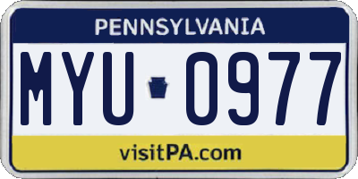 PA license plate MYU0977