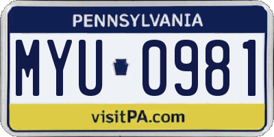 PA license plate MYU0981