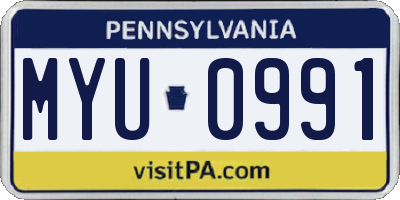 PA license plate MYU0991