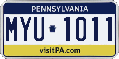 PA license plate MYU1011