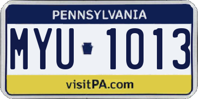 PA license plate MYU1013