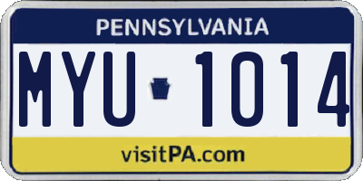 PA license plate MYU1014