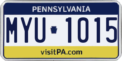 PA license plate MYU1015