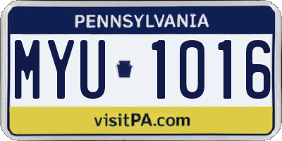 PA license plate MYU1016