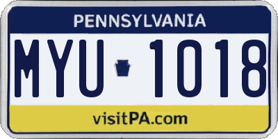 PA license plate MYU1018