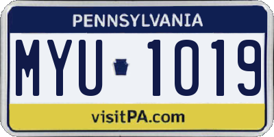 PA license plate MYU1019