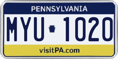 PA license plate MYU1020
