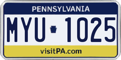 PA license plate MYU1025
