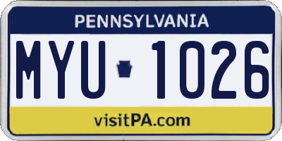 PA license plate MYU1026