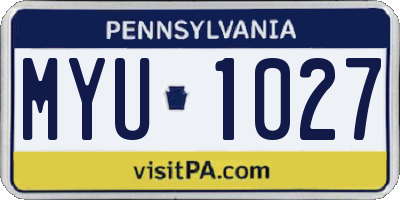 PA license plate MYU1027