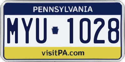 PA license plate MYU1028