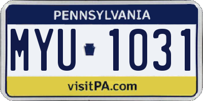 PA license plate MYU1031