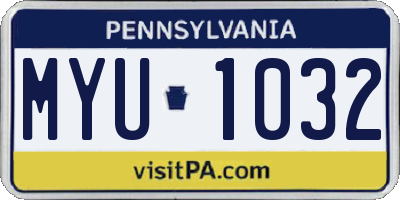 PA license plate MYU1032