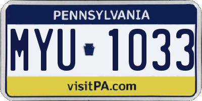 PA license plate MYU1033