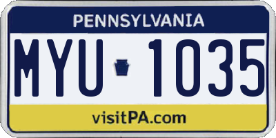 PA license plate MYU1035