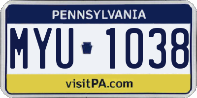 PA license plate MYU1038