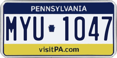 PA license plate MYU1047