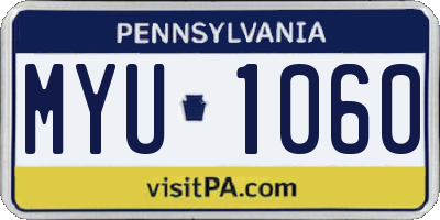 PA license plate MYU1060