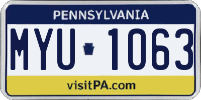 PA license plate MYU1063