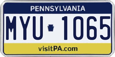 PA license plate MYU1065