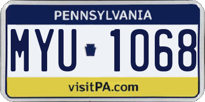 PA license plate MYU1068