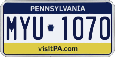 PA license plate MYU1070