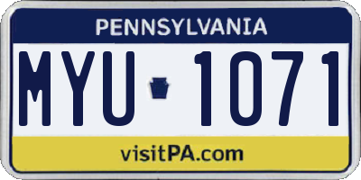 PA license plate MYU1071
