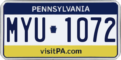 PA license plate MYU1072