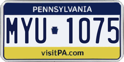PA license plate MYU1075