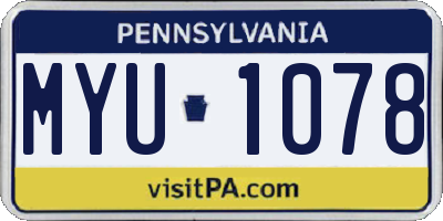 PA license plate MYU1078