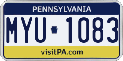 PA license plate MYU1083