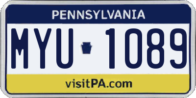 PA license plate MYU1089