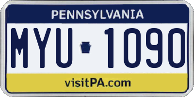 PA license plate MYU1090