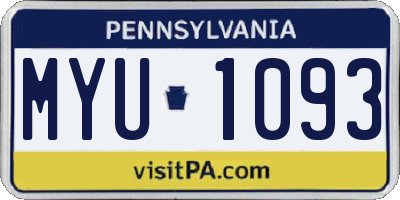 PA license plate MYU1093