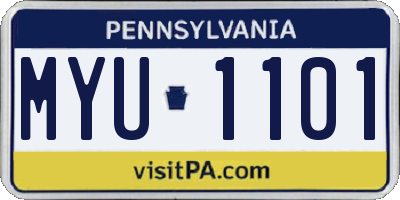 PA license plate MYU1101