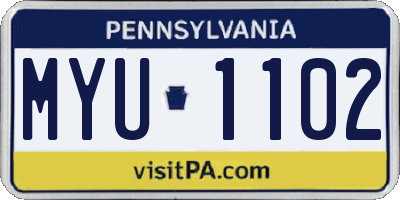 PA license plate MYU1102
