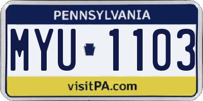 PA license plate MYU1103