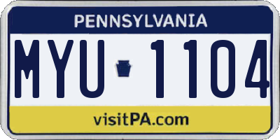 PA license plate MYU1104