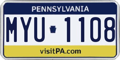 PA license plate MYU1108