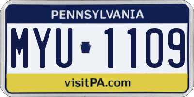 PA license plate MYU1109