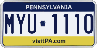 PA license plate MYU1110